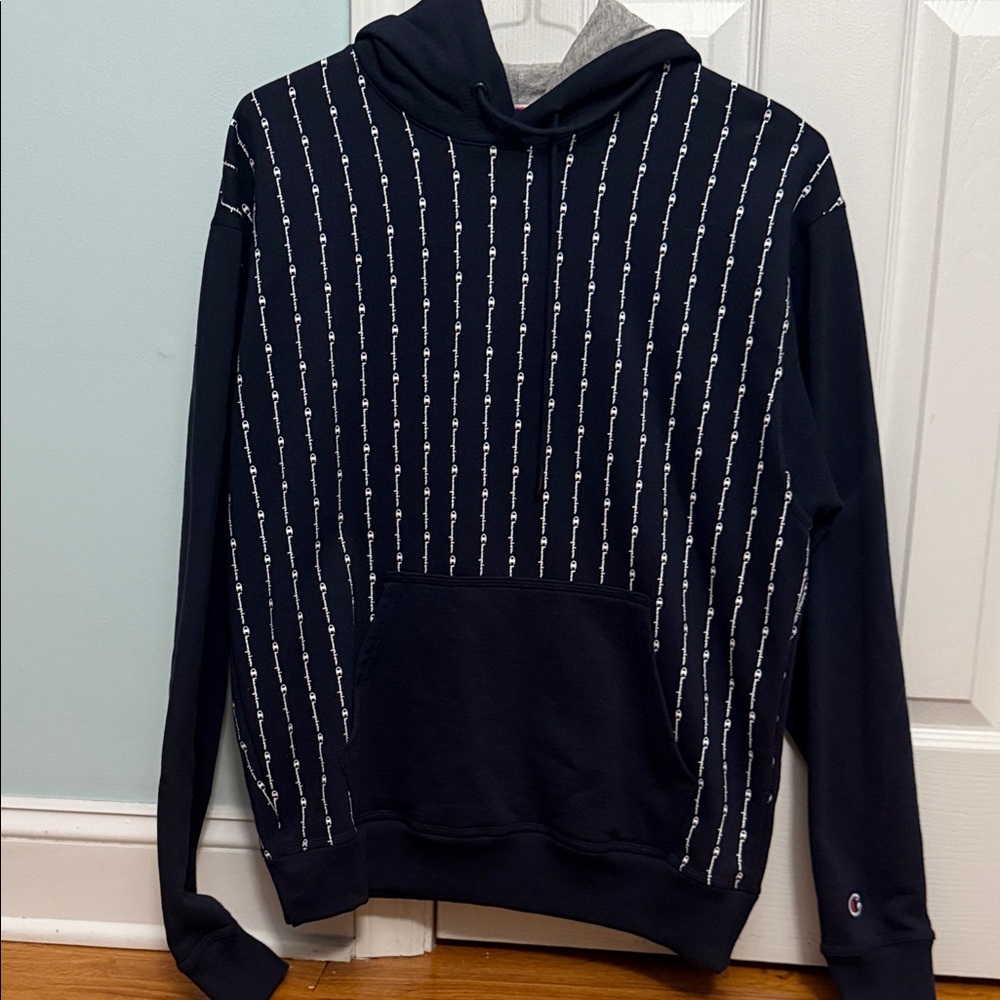 Champion Navy and White Patterned Hoodie